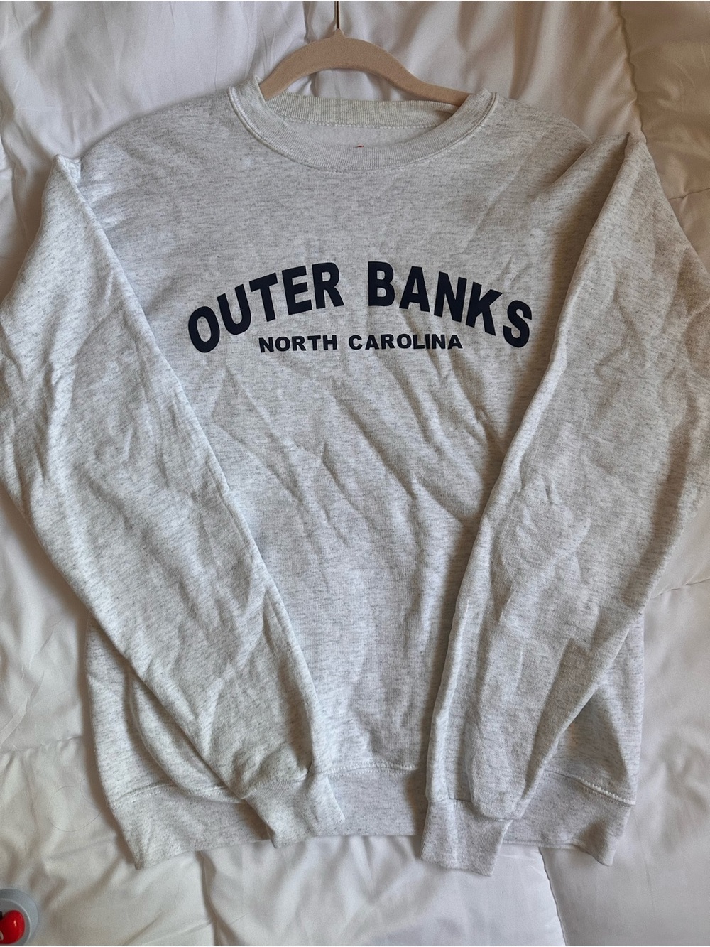 Hanes EcoSmart White Crewneck with Red Logo
